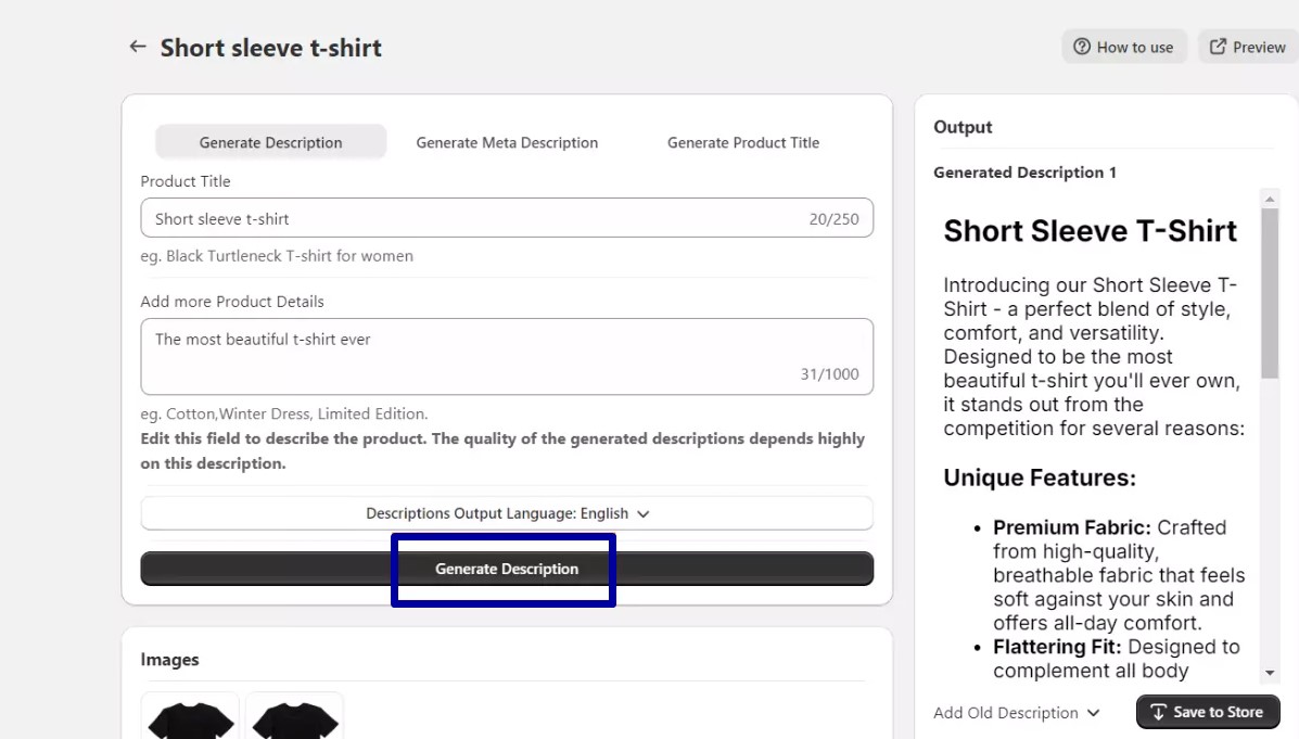 Enter the product details and title